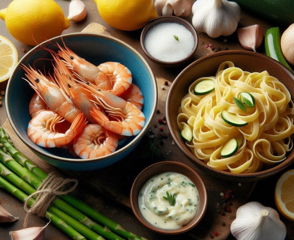 Shrimp and linguine 